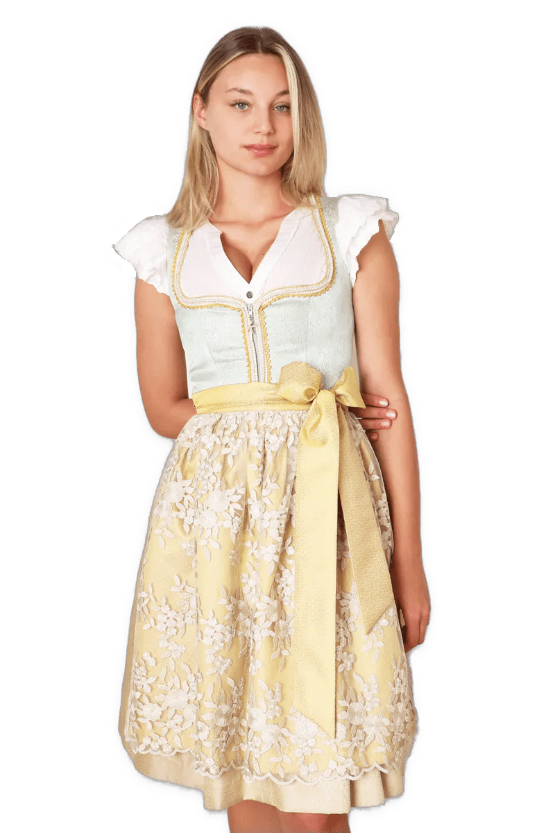 Dirndl Krüger Madl, Winnie, 60 cm, Midi, gelb, grün Dirndl Krüger 