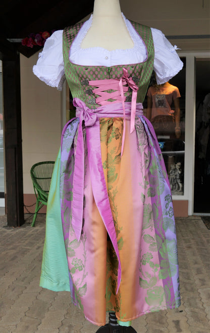 Dirndl Melega, Pam, Grün, lila, rosa Midi, Gr. 40 Dirndl Melega 