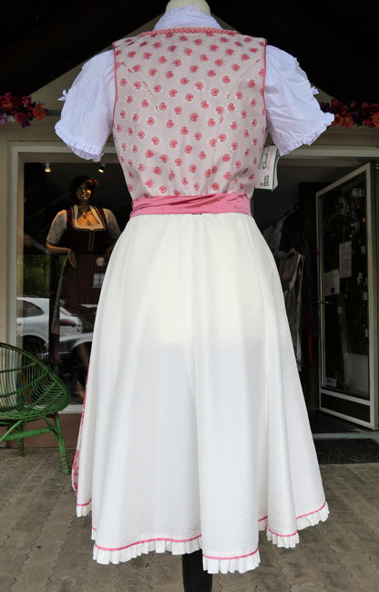 Dirndl Rose, Brautdirndl, weiß, rosa, pink Midi 60 cm Dirndl Rose 