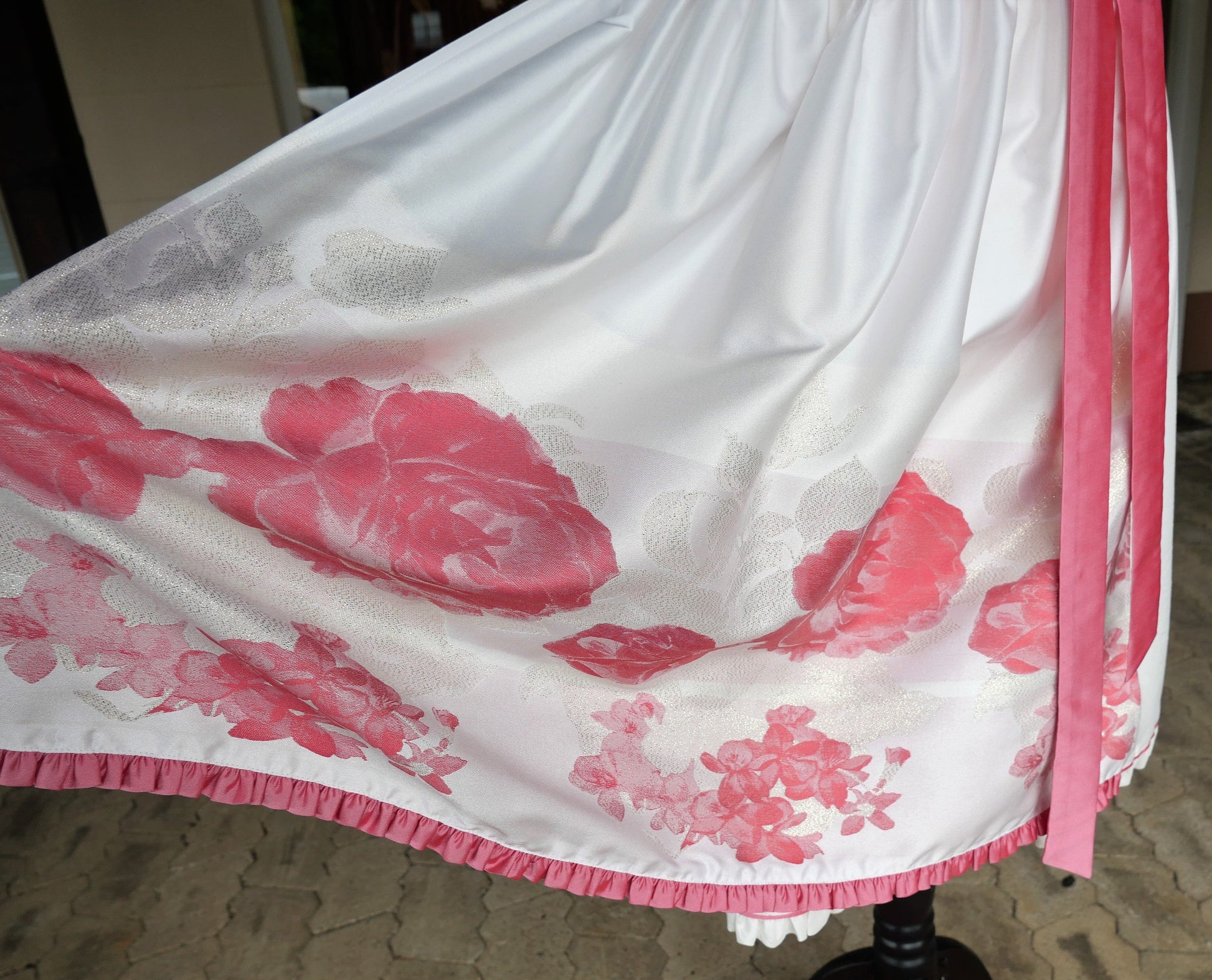 Dirndl Rose, Brautdirndl, weiß, rosa, pink Midi 60 cm Dirndl Rose 
