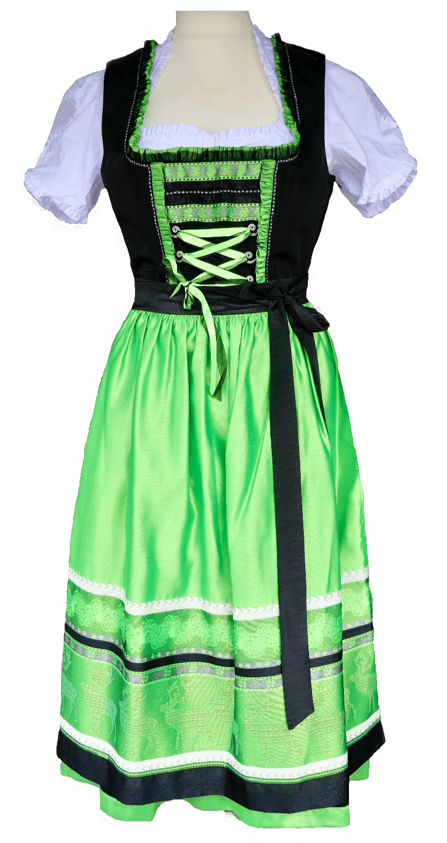 Dirndl Rose, schwarz, neon grün, Midi 70 cm Dirndl Rose 