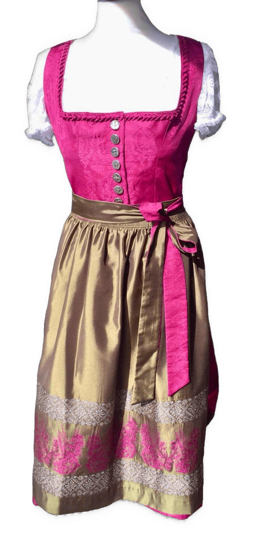 Dirndl Wenger, bordeaux, rot, grün, Midi 70 cm, Gr. 34 Dirndl Wenger 