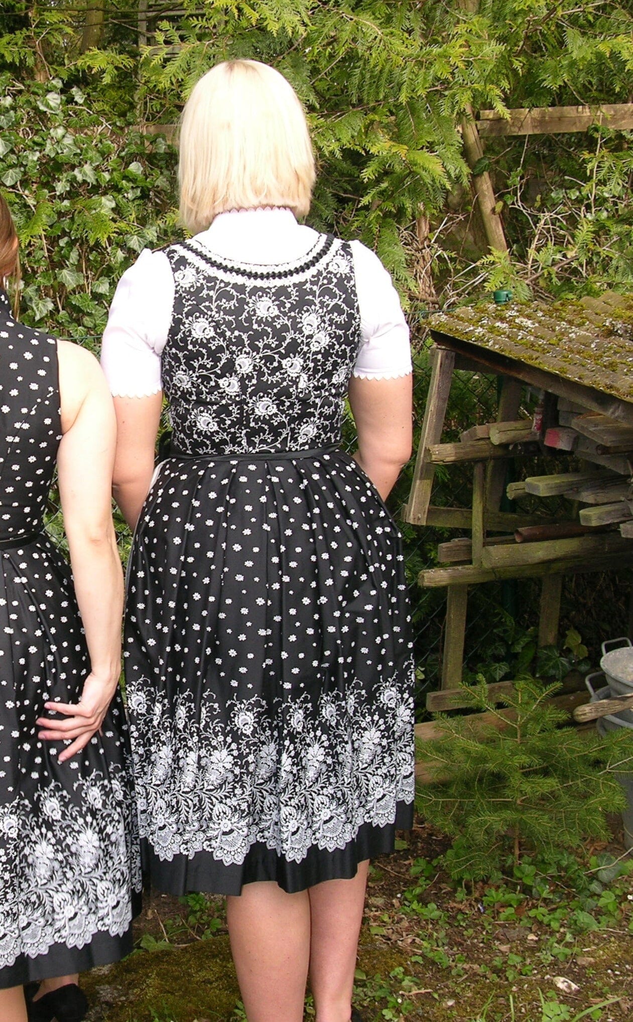 Dirndl Wenger Veronika, schwarz, silber, Baumwolle, Midi 70 cm Dirndl Wenger 