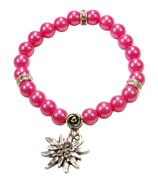 Trachten Armband Fiona, pink, Perlen, Edelweiß