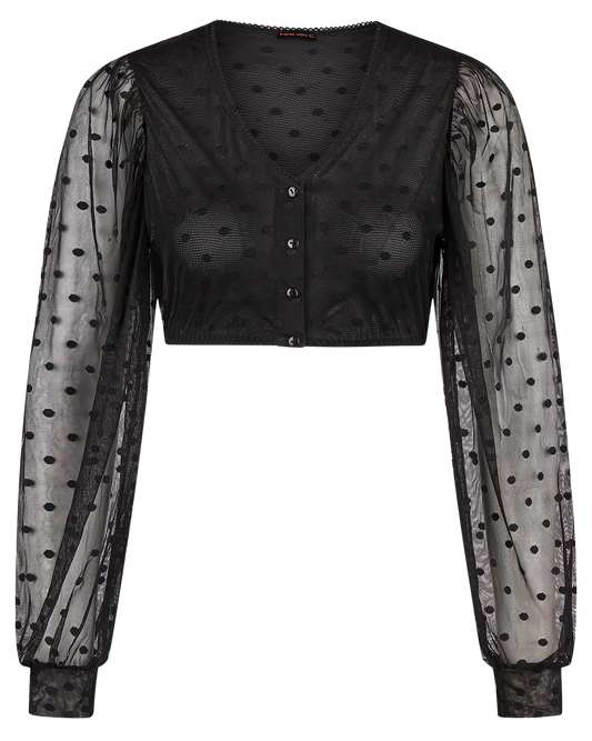 Dirndlbluse Nina von C., Justine, schwarz, Spitze, langarm