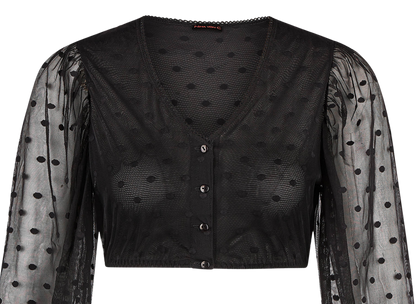 Dirndlbluse Nina von C., Justine, schwarz, Spitze, langarm