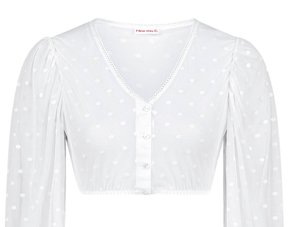 Dirndlbluse Nina von C., Justine, weiß, Spitze, langarm