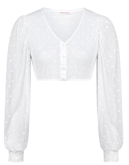 Dirndlbluse Nina von C., Justine, weiß, Spitze, langarm