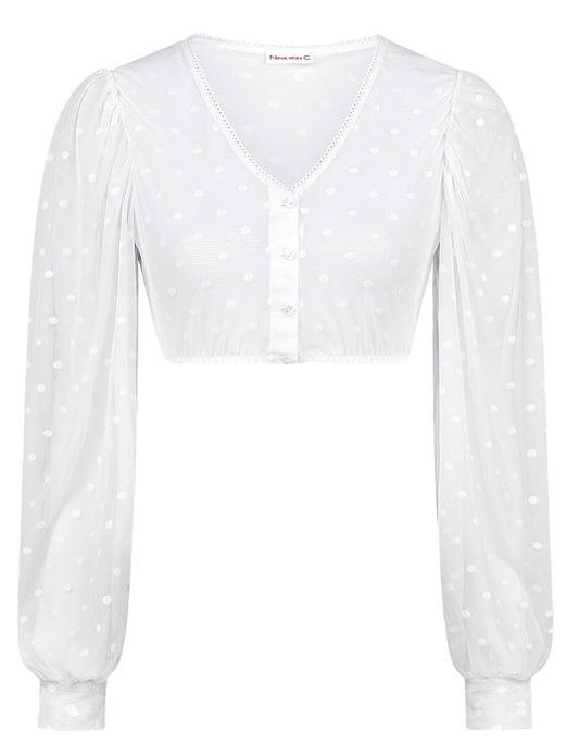 Dirndlbluse Nina von C., Justine, weiß, Spitze, langarm