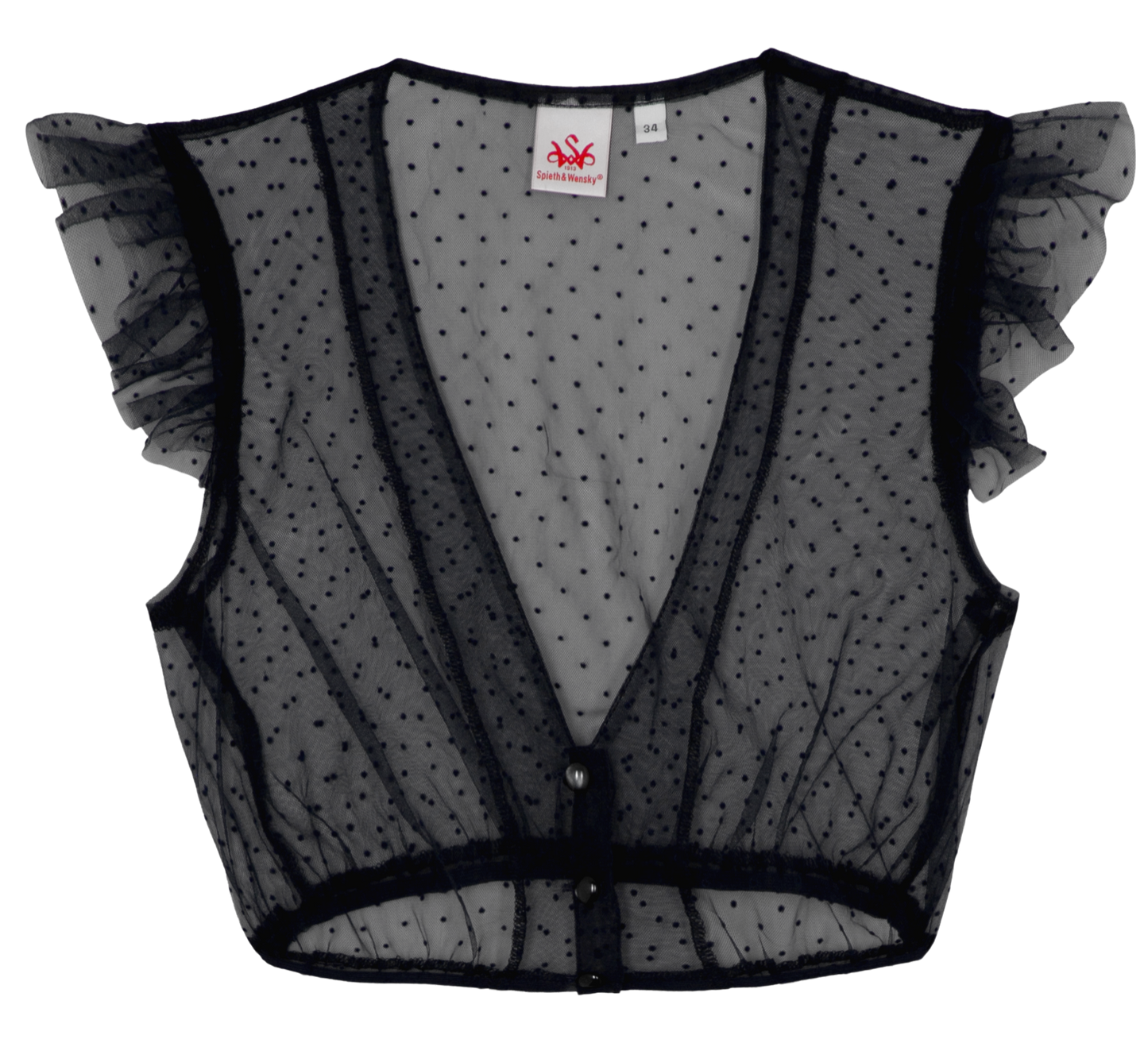 Dirndlbluse, Spieth & Wensky, Genta, Flügelärmel, schwarz