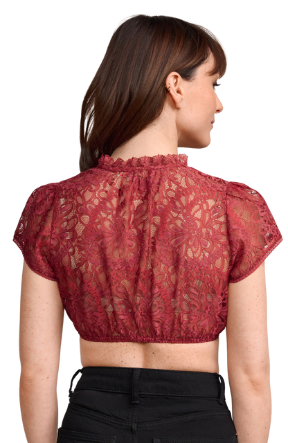 Dirndlbluse Krüger Madl, Jacira, rot, rost, Spitze