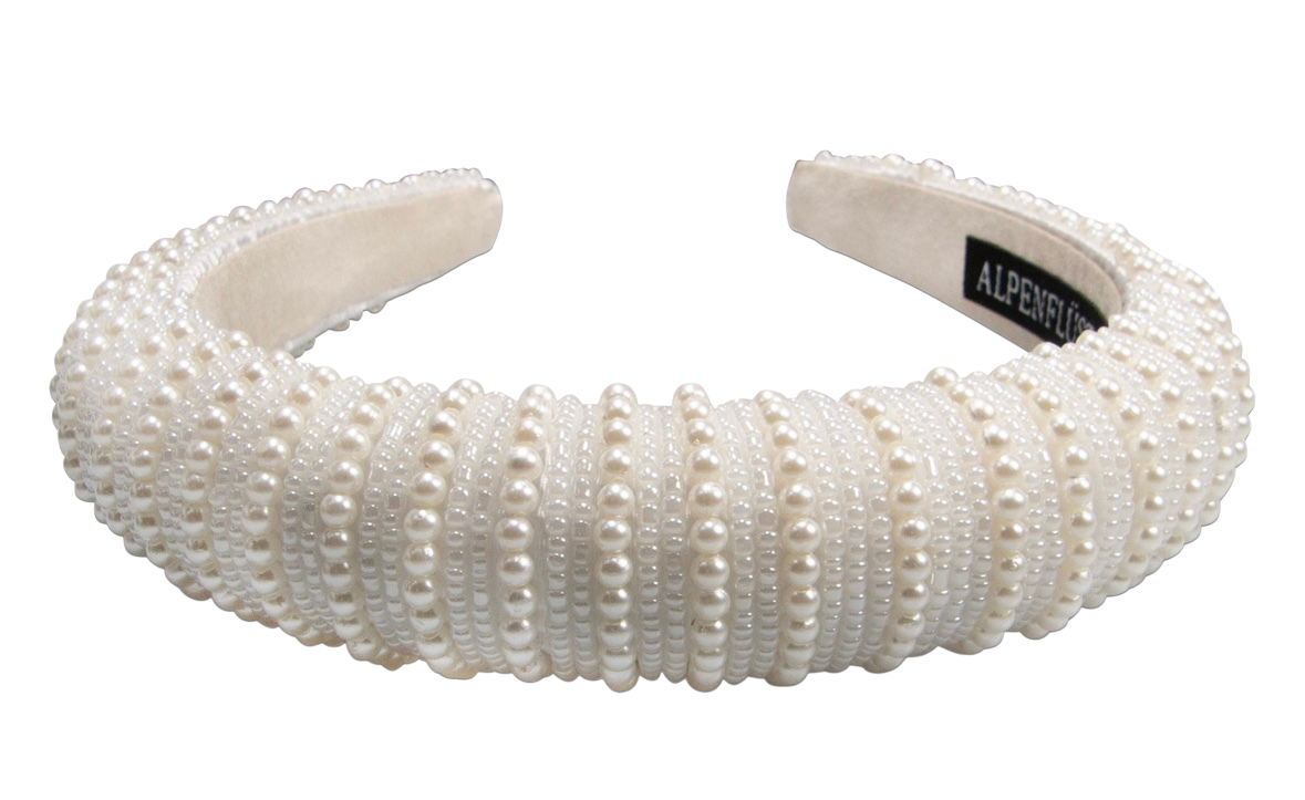 Haarschmuck, Haarreifen Perlen, Braut, Dirndl, schwarz, weiß