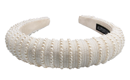 Haarschmuck, Haarreifen Perlen, Braut, Dirndl, schwarz, weiß