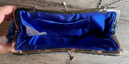 Handtasche, Tasche, Clutch Wende Pailletten blau Accessoires Hausmarke 