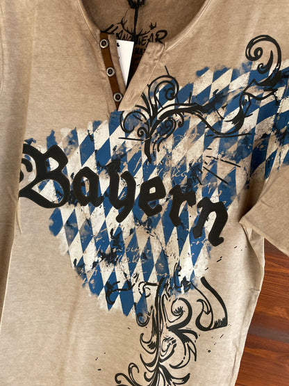 Herrenshirt, Trachten Shirt, HangOwear, Zerres, Bayern, beige Herrenshirt HangOwear 