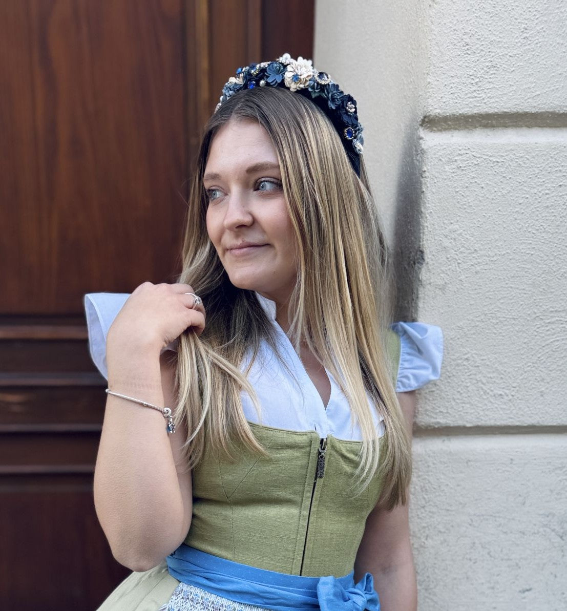 Dirndlbluse Alpenfee, Mira kurz, weiß, Flügelärmel