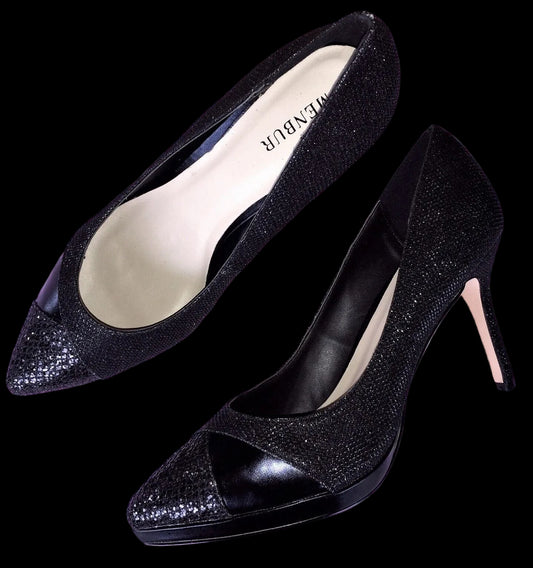 Pumps, the essence Menbur Schuhe, Materialmix schwarz Glitzer Schuhe Menbur 