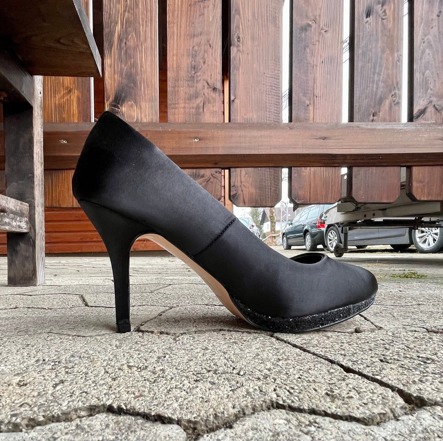 Pumps, The Essence Menbur Schuhe, Satin schwarz Schuhe Menbur 