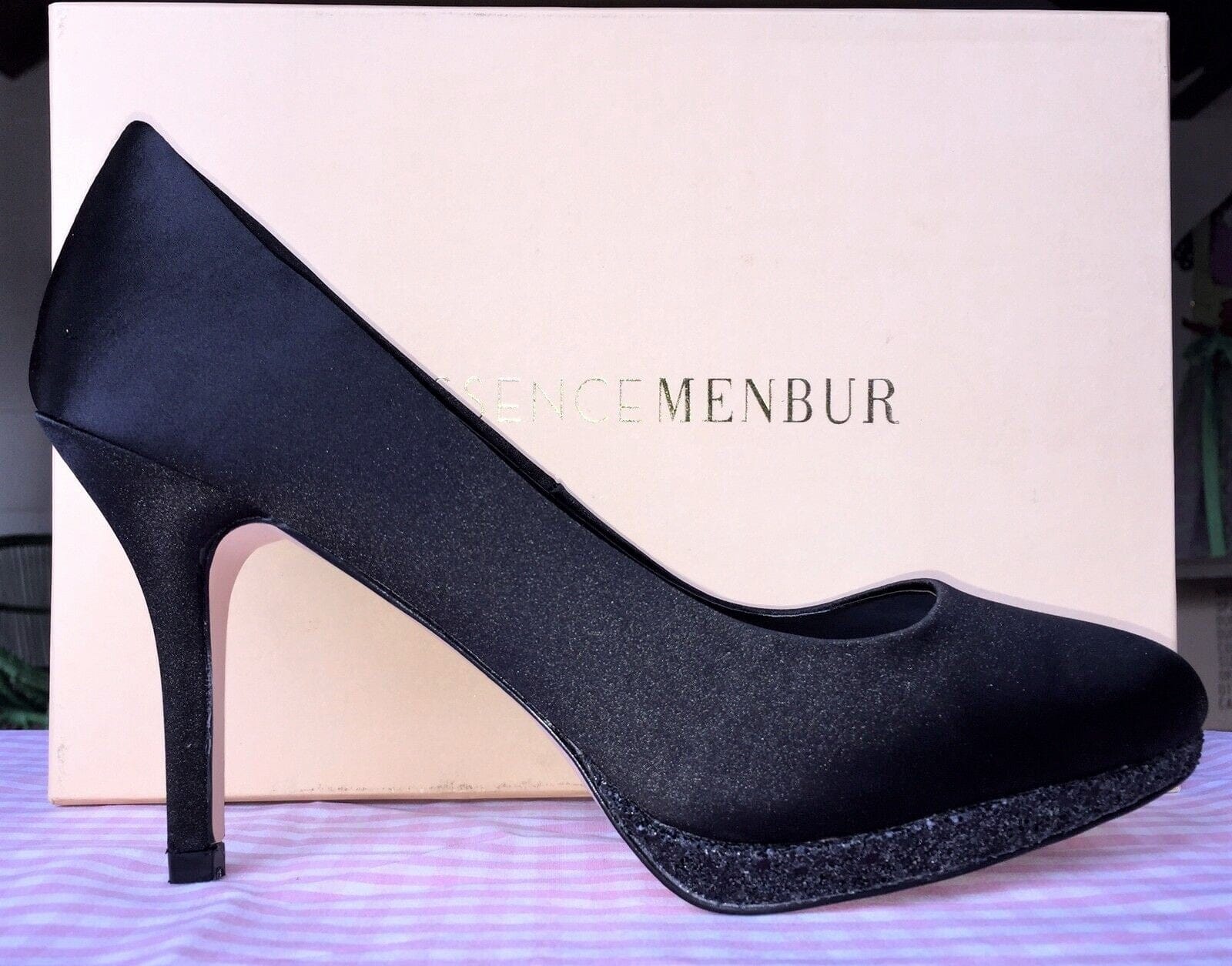 Pumps, The Essence Menbur Schuhe, Satin schwarz Schuhe Menbur 