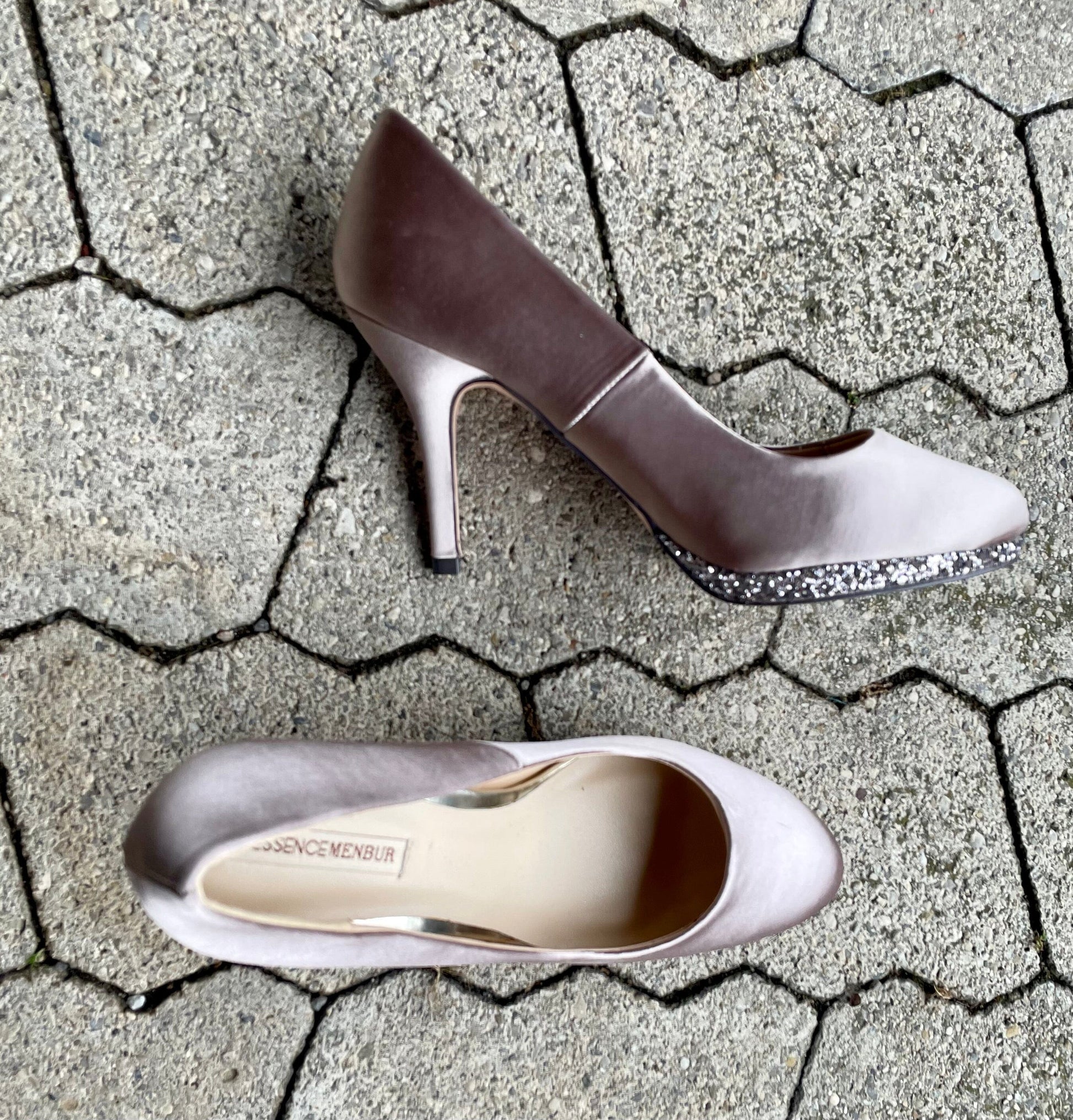 Pumps, The essence Menbur Schuhe, Satin taupe, gold Schuhe Menbur 