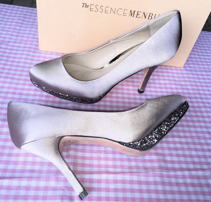 Pumps, The essence Menbur Schuhe, Satin taupe, gold Schuhe Menbur 