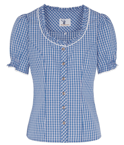 Trachten Bluse, Trachtenbluse, Spieth & Wensky, Neumühl, Blau kariert Bluse Spieth & Wensky 