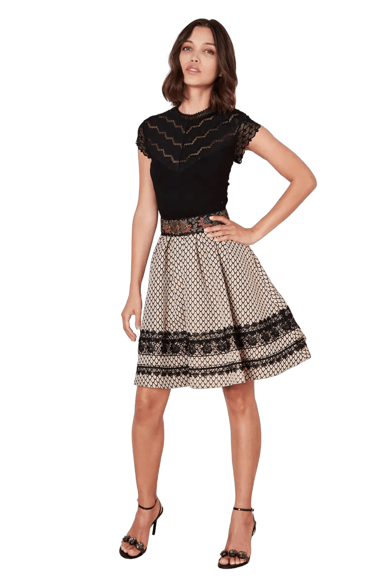 Trachten Rock Midi, Aenna, schwarz, beige, Krüger Collections, Gr. 42 Rock Krüger 