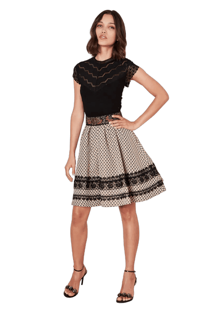 Trachten Rock Midi, Aenna, schwarz, beige, Krüger Collections, Gr. 42 Rock Krüger 