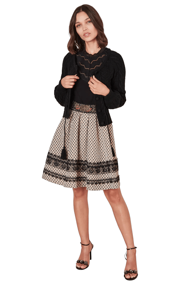 Trachten Rock Midi, Aenna, schwarz, beige, Krüger Collections, Gr. 42 Rock Krüger 