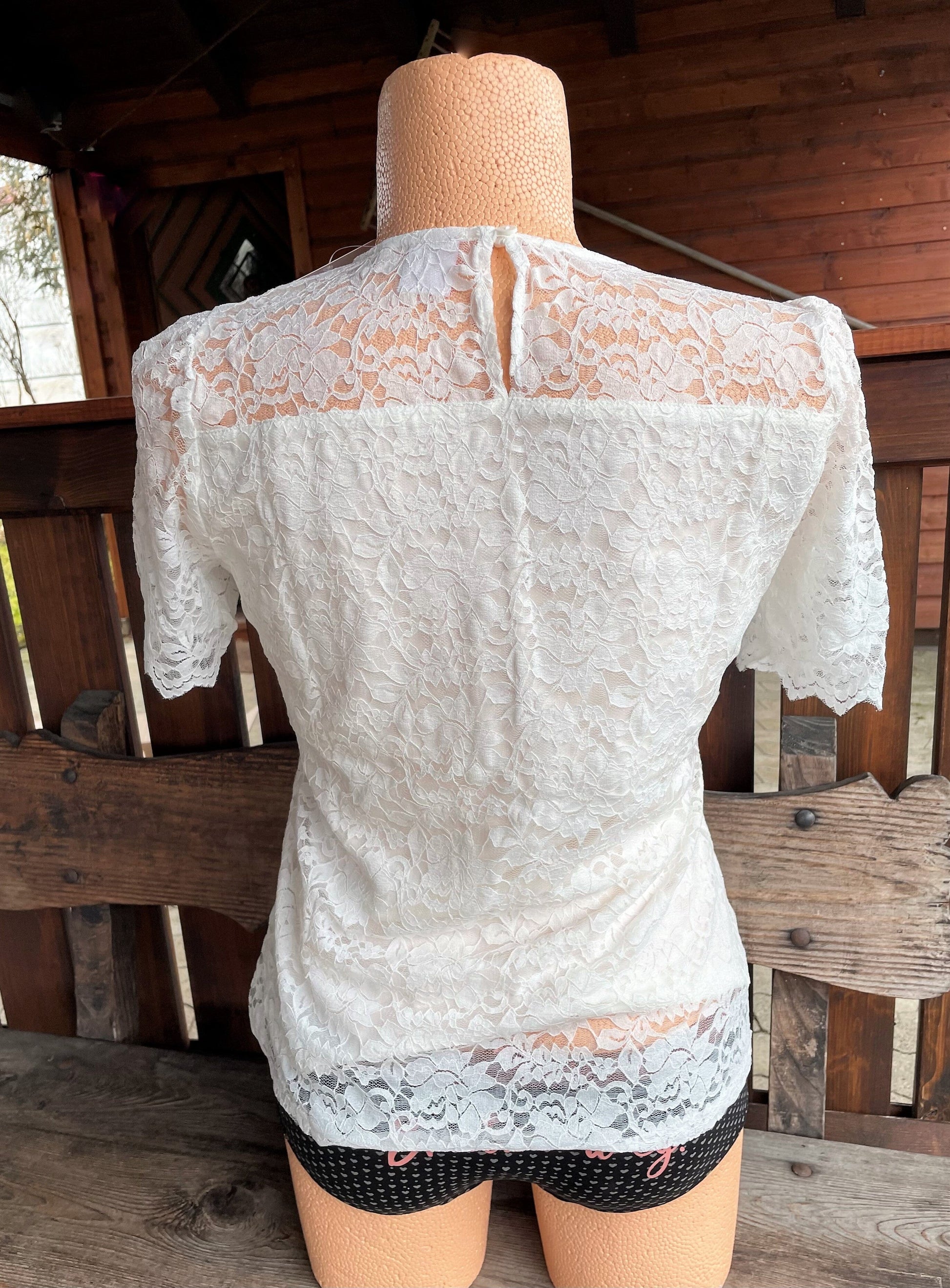 Trachtenbluse Damen Weiß - Spitzen Boho Bluse Mit Laternenärmeln